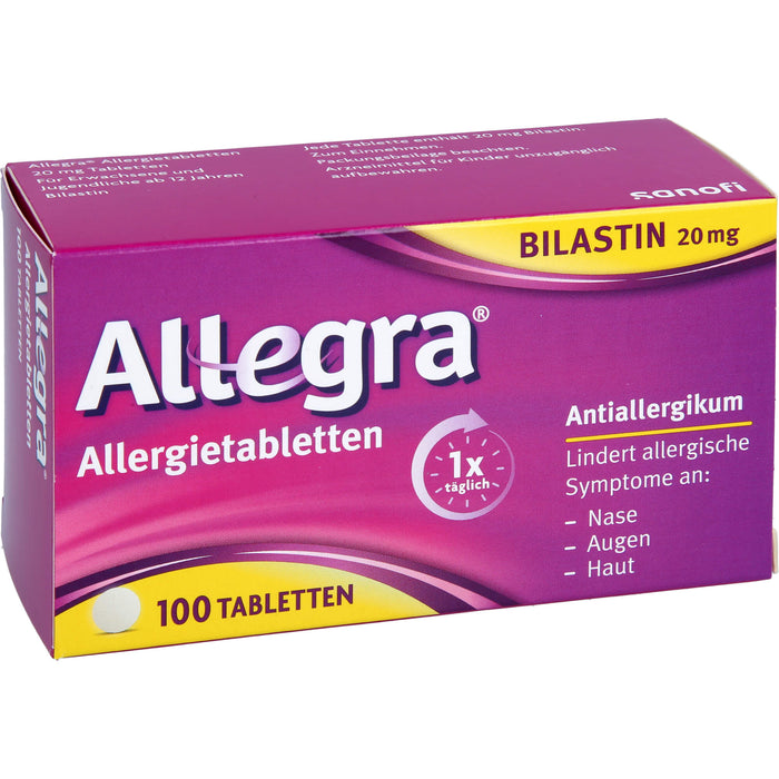 Allegra Allergietabletten 20 mg Bilastin bei Heuschnupfen und ganzjährigen Allergien, 100 pcs. Tablets