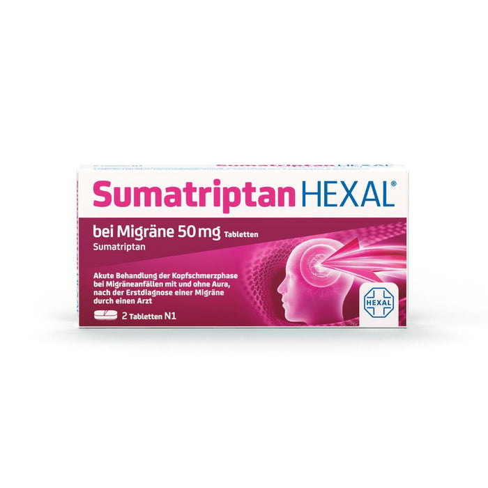 Sumatriptan HEXAL  bei Migräne 50 mg Tabletten, 2 St. Tabletten