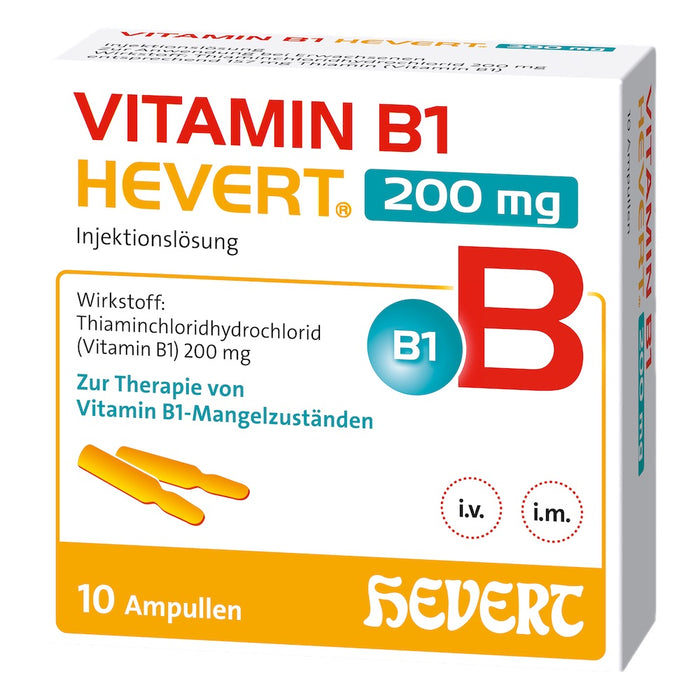 Hevert Vitamin B1 200 mg Lösung bei ausgeprägtem Vitamin B1-Mangel, 10 St. Ampullen