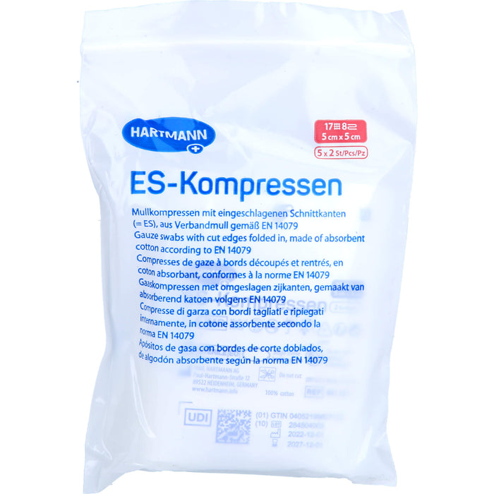 HARTMANN ES-Kompressen steril 5 cm x 5 cm Mullkompressen, 10 pc Compresses