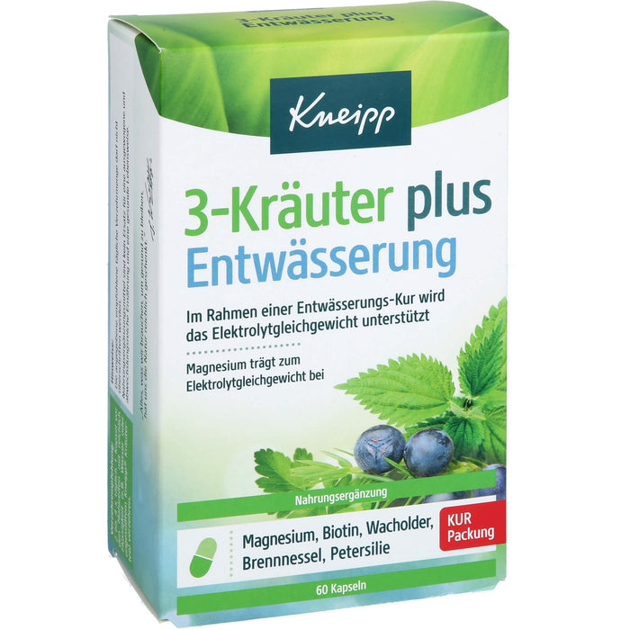 Kneipp 3-Kräuter plus Entwässerung Kapseln im Rahmen einer Entwässerungs-Kur, 60 pcs. Capsules