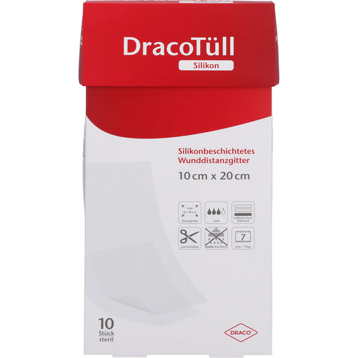 DracoTüll Silikon 10 x 20 cm steril, 10 St. Verband