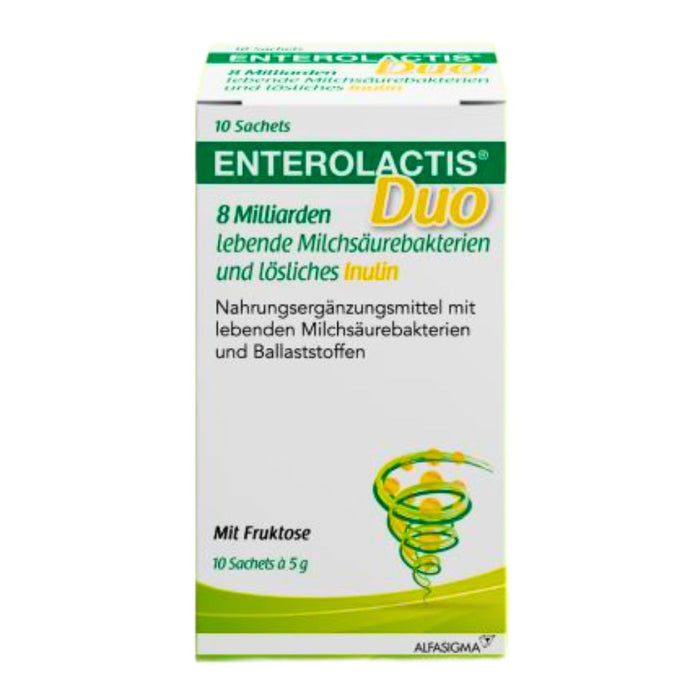 Enterolactis Duo - natürliche Versorgung der Darmflora und des Darmmikrobioms mit L. Casei DG & Inulin - laktosefrei & glutenfrei, 10 St. Beutel