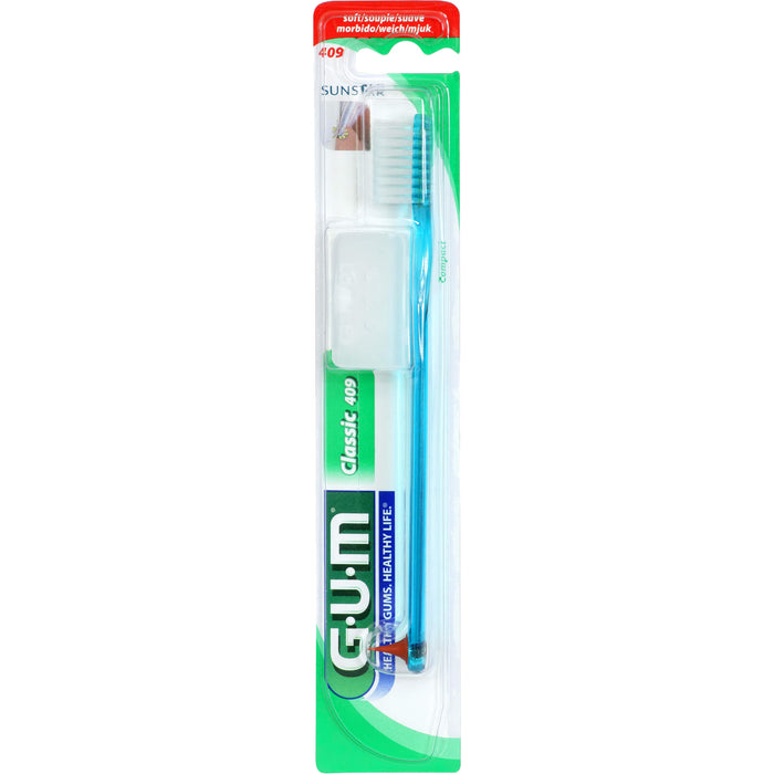 GUM Classic Zahnbürste kompakt soft 409 trägt zur verbesserten Plaque-Entfernung bei, 1 pcs. Toothbrush