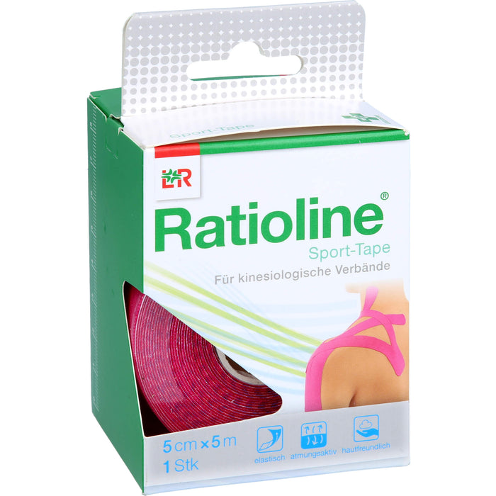 Ratioline Sport-Tape 5 cm x 5 m pink für kinesiologische Verbände, 1 pcs. dressing