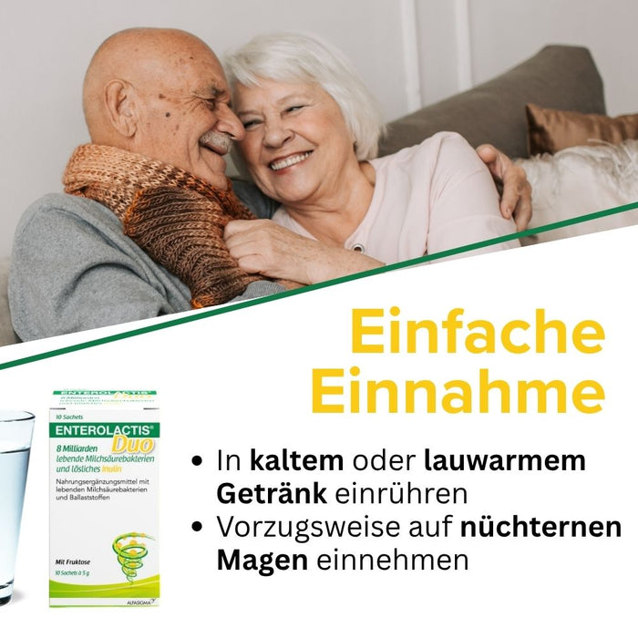 Enterolactis Duo - natürliche Versorgung der Darmflora und des Darmmikrobioms mit L. Casei DG & Inulin - laktosefrei & glutenfrei, 10 pcs. Sachets