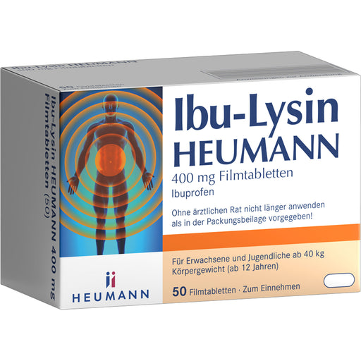 HEUMANN Ibu-Lysin 400 mg Filmtabletten gegen Schmerzen und Fieber, 50 St. Tabletten